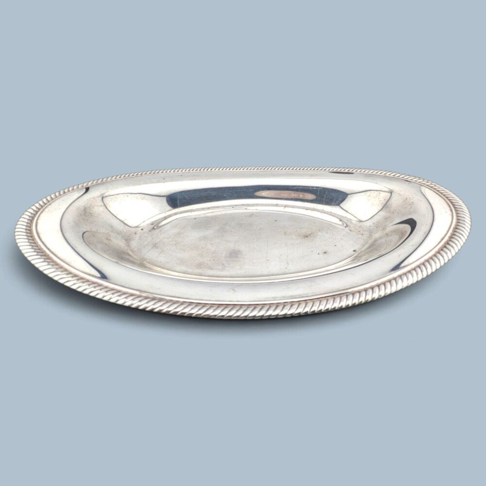 Vintage Wm Rogers 819 Silverplate Oval Bread Tray Rope Edge Serving Dish